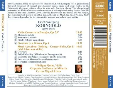 Philippe Quint, Carlos Miguel Prieto - Korngold: Violin Concerto; Schauspiel Overture; Much Ado About Nothing (2009)