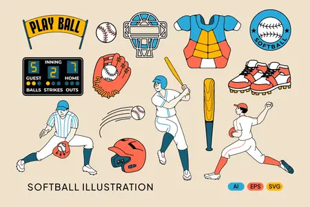EE - Softball Illustration UFR5QMH
