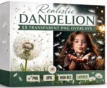 Realistic dandelion overlays for Photoshop