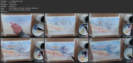 Watercolour Color Painting. Beach Sunset. One Brush Loose .