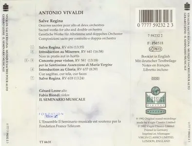 Antonio Vivaldi - Salve Regina - Gerard Lesne - Fabio Biondi - Il Seminario Musicale