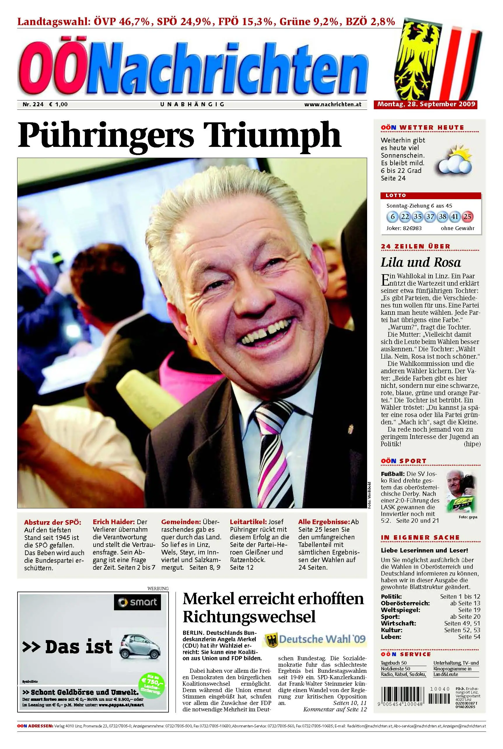 Oberoesterreichische Nachrichten vom 28. September 2009