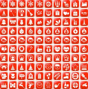 Christmas Red Vector Icons