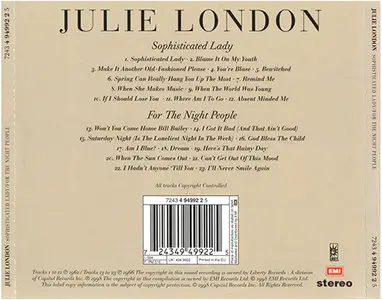 Julie London - Sophisticated Lady & For The Night People (1997, EMI # 7243 4 94992 2 5)
