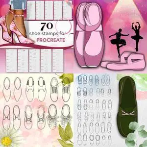 70 Shoe Stamps Brushes for Procreate