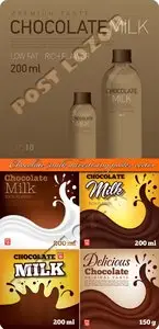 Chocolate milk advertising poster vector