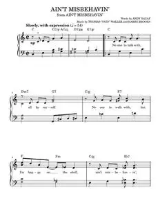 Ain't Misbehavin' - Fats Waller, Louis Armstrong (Easy Piano)