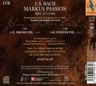 Jordi Savall, Le Concert des Nations, La Capella Reial de Catalunya - Bach: Markus Passion BWV 247 (1744) (2019)