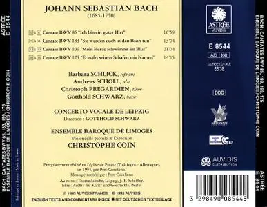 Christophe Coin, Ensemble Baroque de Limoges, Concerto Vocale de Leipzig - Bach: Cantates BWV 85, 183, 199, 175 (1995)