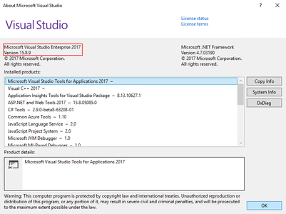 Microsoft Visual Studio 2017 version 15.8.9 Update