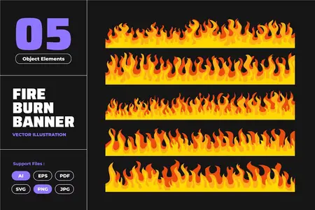 EE - Burning Fire Flame Banner Border Frame MJF9SN5