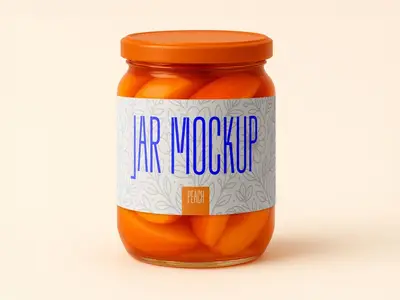 Peach Jar Mockup - Realistic Glass Packaging Template 1706390979