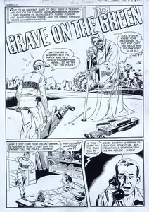 Black Cat Mystery 33 (original art) (1952 Harvey) (Grave on Green only) (comicartfans com