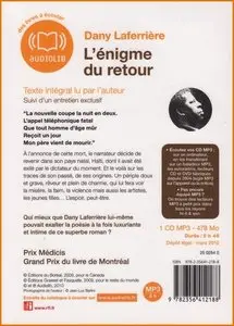 Dany Laferrière, "L'énigme du retour", Audio livre 1CD MP3