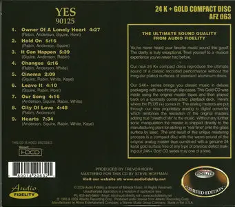 Yes - 90125 (1983) [2009, Audio Fidelity AFZ 063]