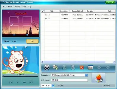 3herosoft AVI to DVD Burner 3.7.0 Build 1029