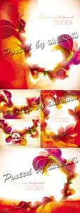 Abstract Flowers Backgrounds Vector