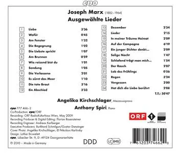 Angelika Kirchschlager, Anthony Spiri - Joseph Marx: Lieder (2010)