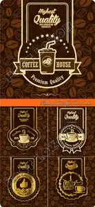 Luxury label coffee house vector