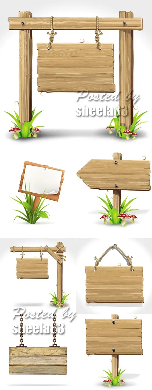 Wooden Signs & Boards Vector / AvaxHome