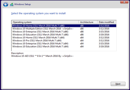 Microsoft Windows 10 AIO 8 in 1 v1511 March 2016