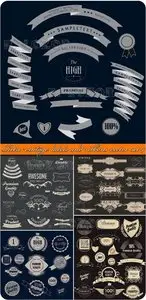Retro vintage labels and ribbons vector set 4
