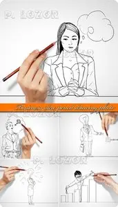 Business idea pencil drawing photo