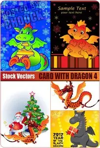 Card with dragon 4 - Stock Vector