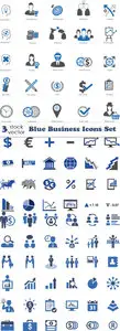 Vectors - Blue Business Icons Set
