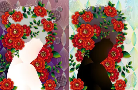 Woman with flowers Vector material