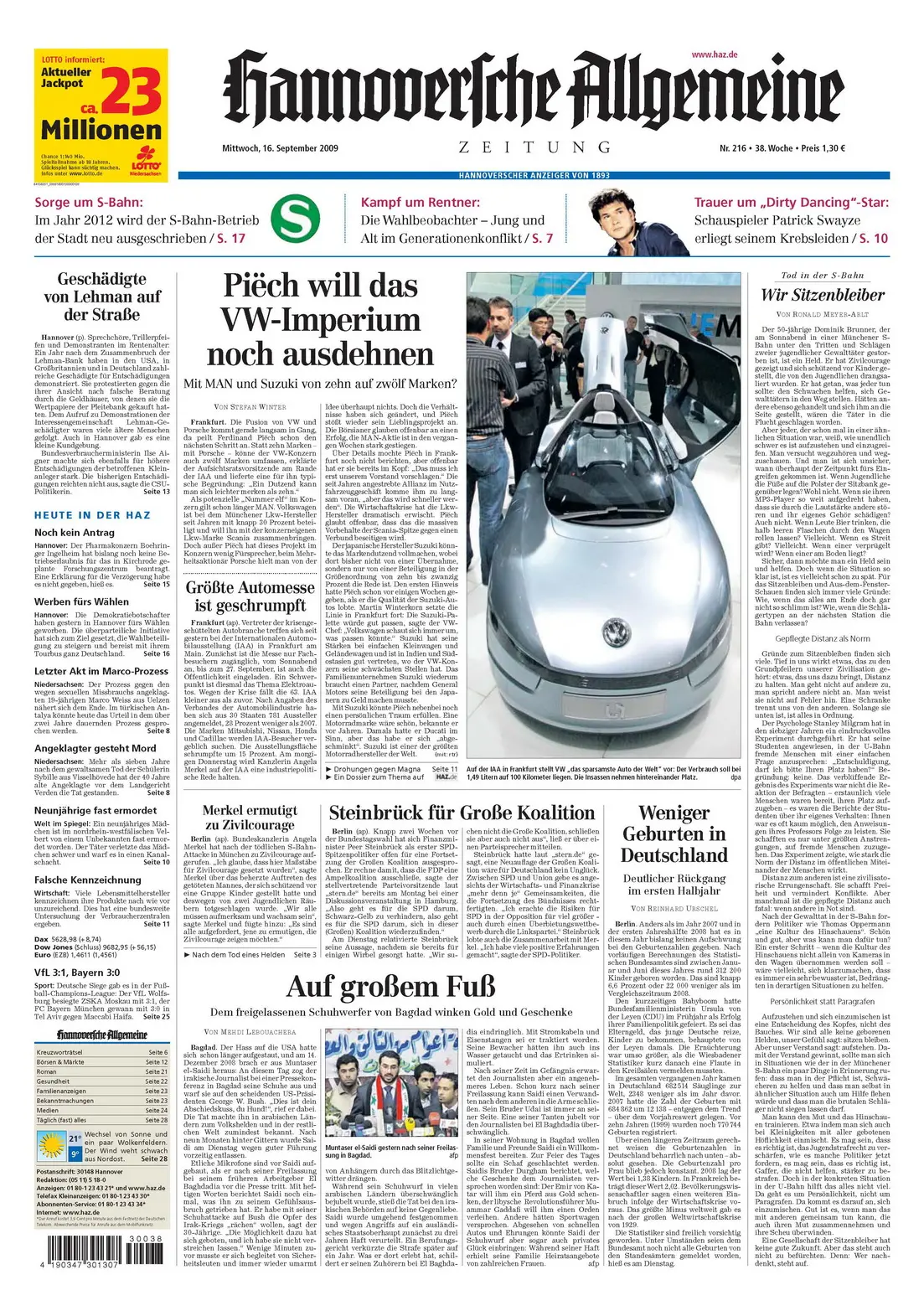 Hannoversche Allgemeine Zeitung vom 16. September 2009