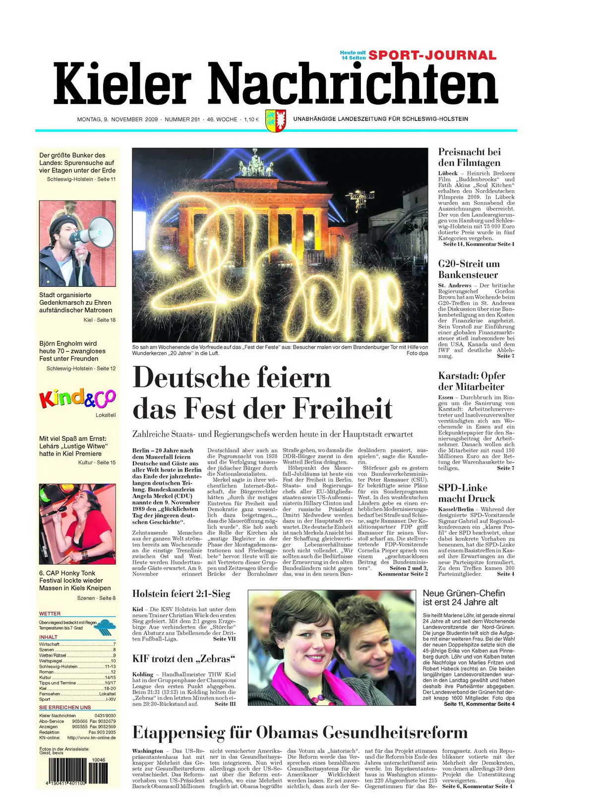 Kieler Nachrichten vom 9. November 2009