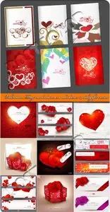 Valentines Day cards banners and boxes with gifts vector
