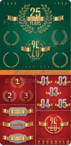Anniversary gold banners vector
