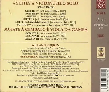 Bach Cello suites-sonate a Cembalo è viola da Gamba Wieland Kuijken Piet Kuijken