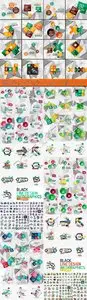 Infographic mega collection flat web concepts and backgrounds vector 6