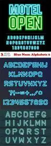 Vectors - Blue Neon Alphabets 6
