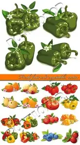 Fresh fruit and vegetables vector