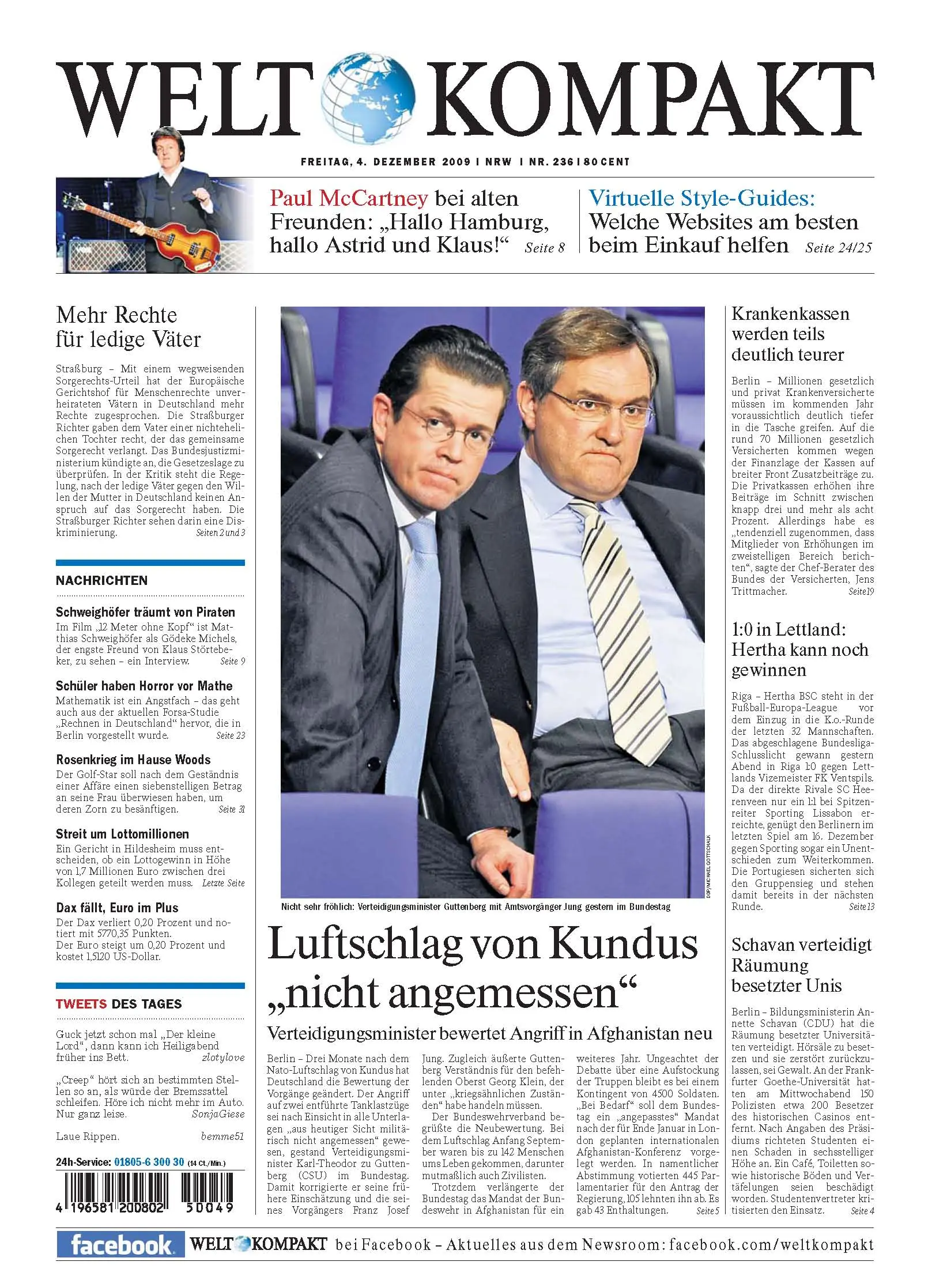 Die Welt kompakt vom 4. Dezember 2009