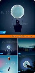 Nature night the moon vector