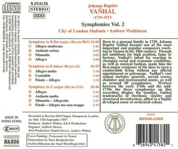 Andrew Watkinson, City of London Sinfonia - Johann Baptist Vaňhal: Symphonies, Vol. 2 (2000)