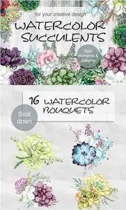 CreativeMarket - Watercolor Succulents