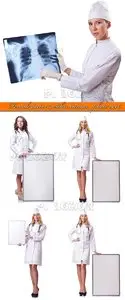 Female doctor with a banner  photo set 3