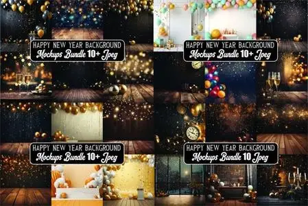 50 Happy New Year Backgrounds Mockups Bundle