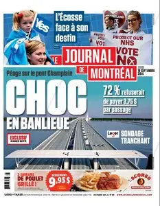 Le Journal de Montréal du 18 Septembre 2014