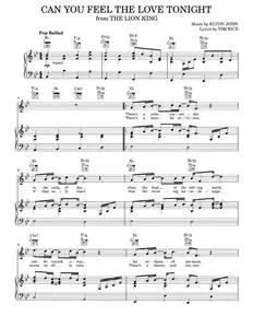 Can You Feel The Love Tonight (from The Lion King) - Elton John, The Lion King (Piano-Vocal-Guitar)