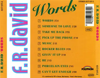 F.R. David - Words (1982, CD 1988)