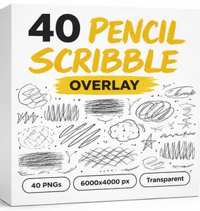40 Pencil Scribble Photoshop Overlays