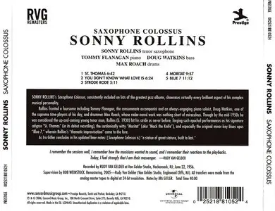 Sonny Rollins - Saxophone Colossus (1956) {2006 Rudy Van Gelder Remaster}