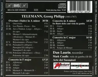 Dan Laurin, Arte dei Suonatori - Telemann: Ouverture & 3 Concertos (2002)
